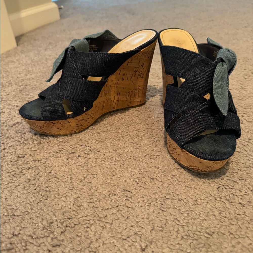 Marc Fisher denim wedges